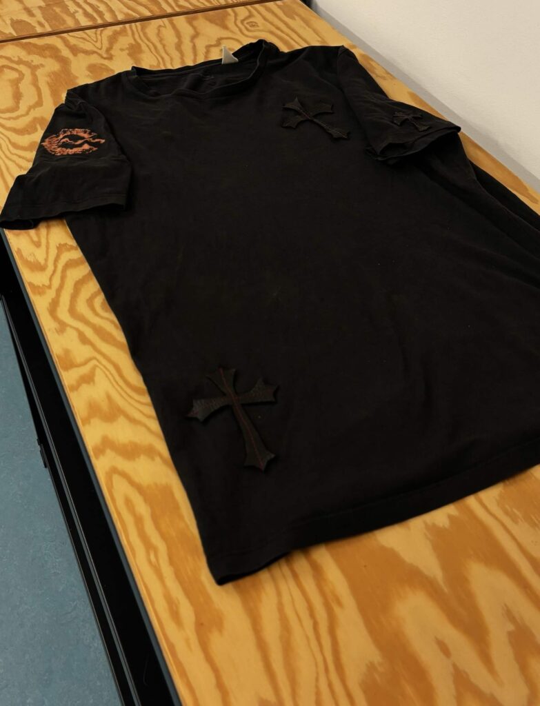 T-Crosses - black t-shirt with leather crosses