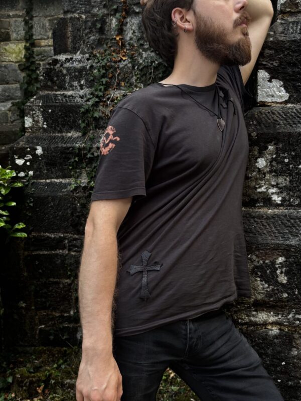 T-Crosses - black t-shirt with leather crosses, worn